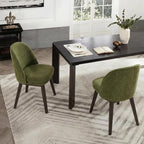 Wooden Dining Chairs Set of 4, Fabric Upholstered Modern Dining Room Chairs with Double-Layer Thick Seat Cushion & Ergonomic Backrest for Restaurant, Kitchen and Café, Green, 2 Boxs