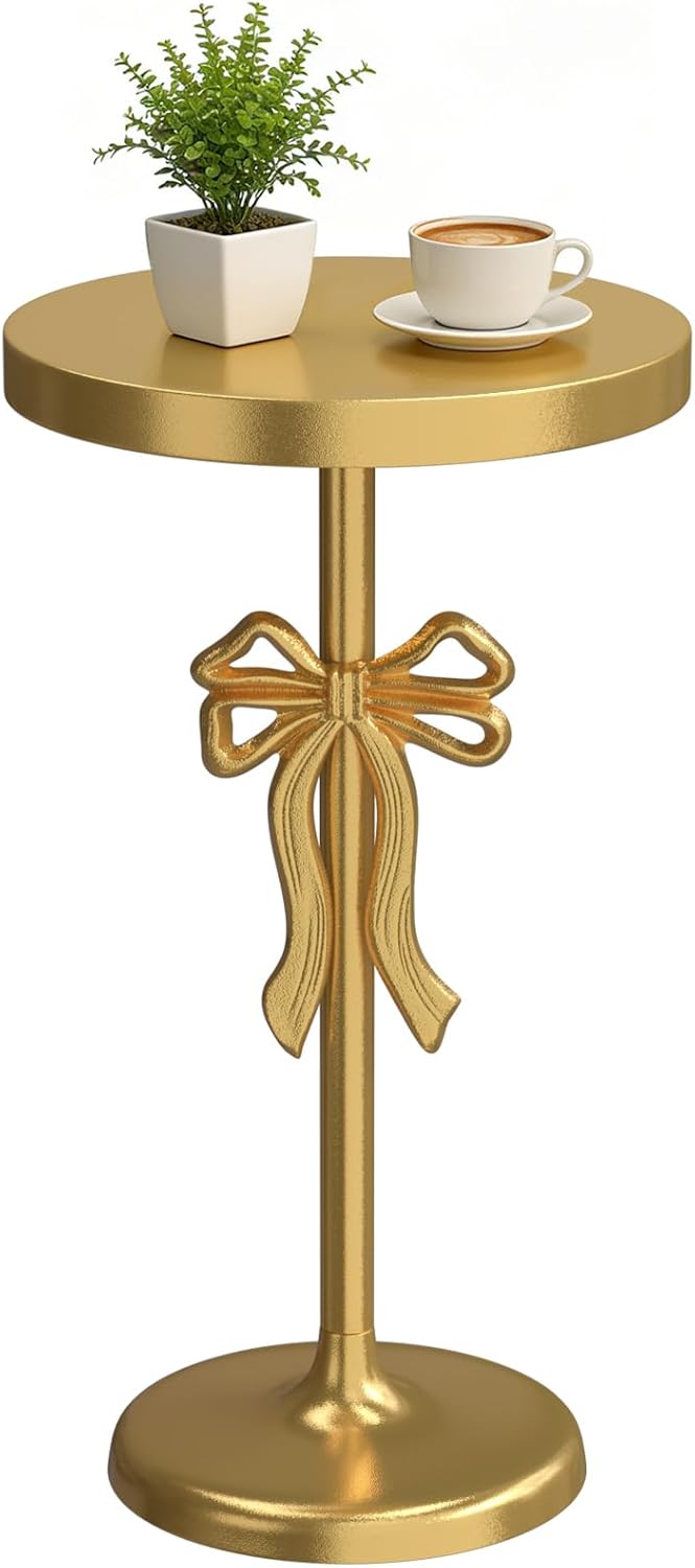 Gold Drink Table, Metal Martini Side Table - 11.9" x21.7'', Gold...