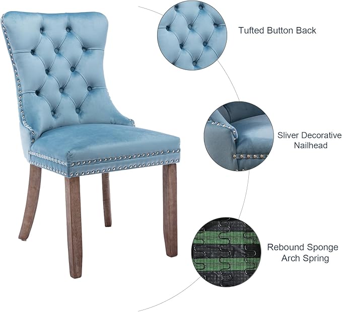 Velvet Dining Chairs Set of 4, Tufted Upholstered Dining Room Chairs with Bac...