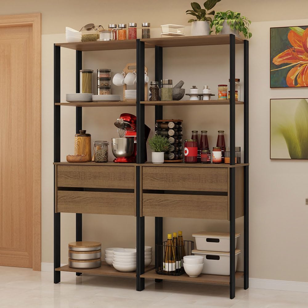 Madesa Kitchen Pantry Storage Rack with 4 Drawers and 6 Open Shelves 55"...