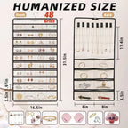 Hanging Jewelry Organizer Storage Earring Jewelry Storage Bag With 48 Pockets Necklace Bracelet Ring Glasses Accessory Display Rack (White)