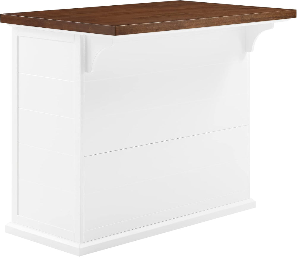 Crosley Furniture Bartlett Kitchen Island with Wood Top, White/Walnut