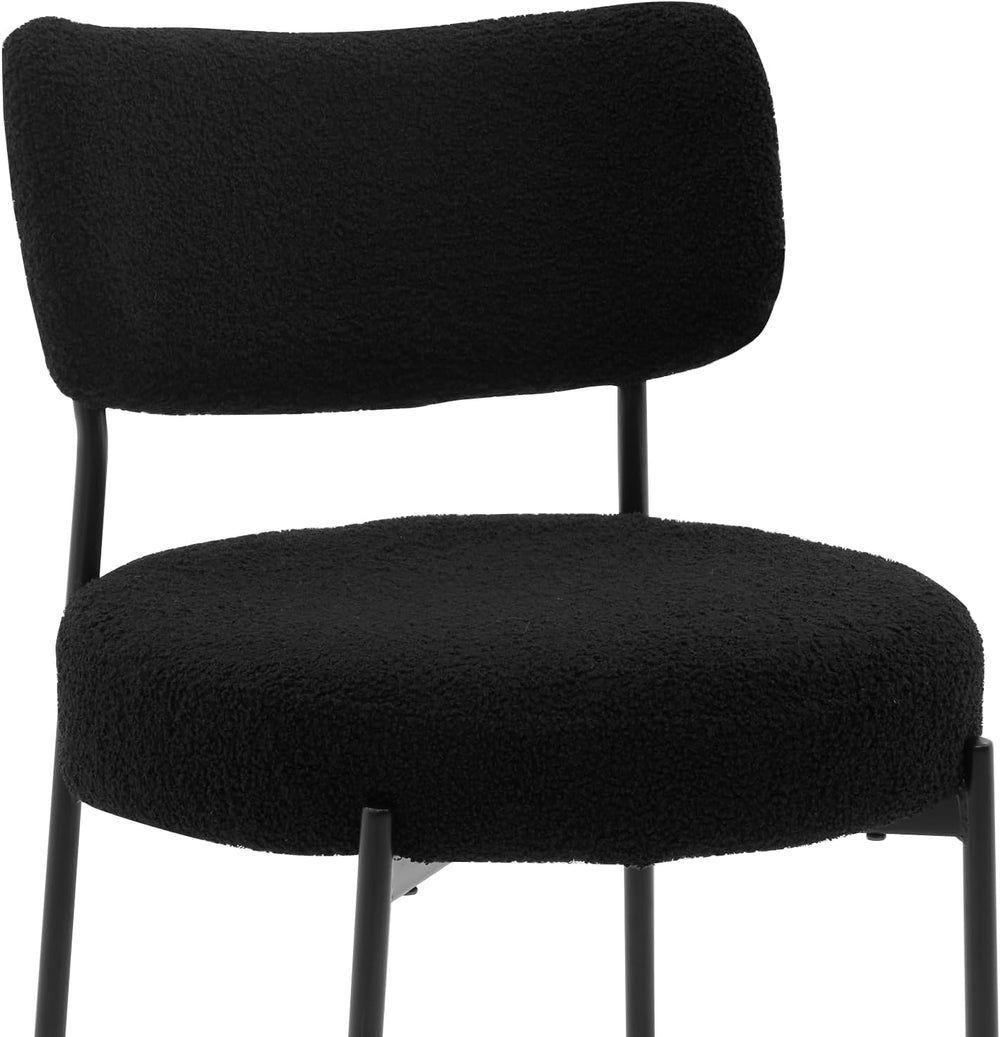 Boucle Dining Chair Set of 2, Mid Century Modern Upholstered Kitchen Chairs w...