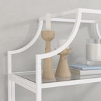 Sauder International Lux Book Shelf 5 Tier Modern Metal Multipurpose Bookcase with Glass Shelving, in White