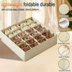 3 Pack Sock Underpants Drawer Organizer Dividers, 24 Cell Fabric Foldable Dresser Organizer for Closet Organizers and Storage Boxes for Organizing Socks, Underwear, Ties, Belts, Beige