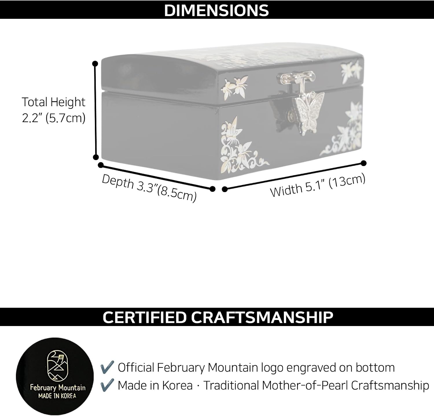 Mother of Pearl Small Jewelry Ring Box - Gifts for best friends women, Thank you gifts, mom birthday gifts, Friendship Women Gifts Trinkets Keepsake Treasure box (Black-Butterfly)