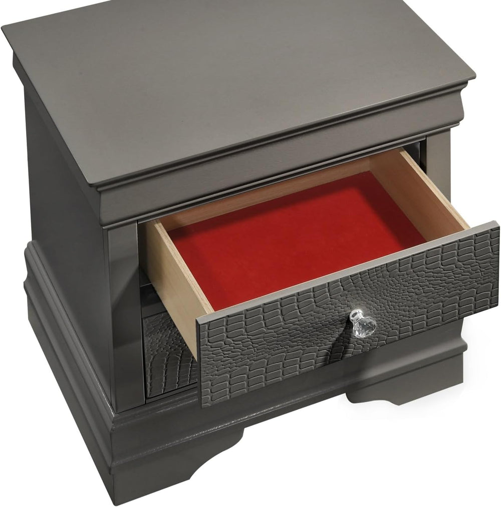 Modern Style 2-Drawer Night Stand Made with Wood in Metallic,for Small Spaces
