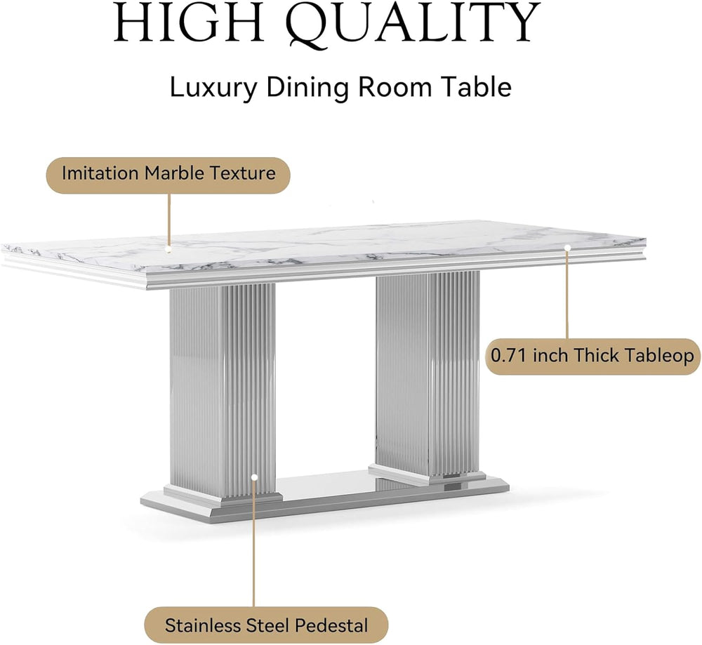 9 Piece Dining Table Set, 68.11" Dining Table and Chairs Set for 8, Mode...