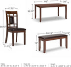 Signature Design by Ashley Bennox Dining Room Table and Chairs with Bench (Set of 6), Brown