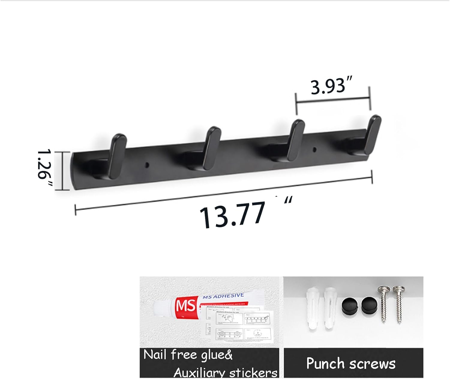 Gxfctys Coat Rack Wall Mount, Modern Wall Hooks for Hanging Coat Clothes Hats Bags with 4 Hooks, Space Aluminum Black Towel Rack for Kitchen Entryway Bathroom Bedroom (4 Hooks, 2pcs, Style 1)