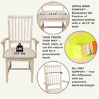 IC International Concepts Mission Side Chair with Arms Solid Parawood, Box Seat Construction, Kitchen/Dining, 22"W x 21"D x 39"H, 225 Lbs Wt. Capacity, DIY, Paint/Stain In Any Color, Unfinished