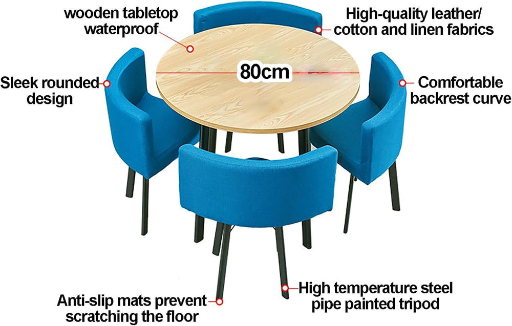 Reception Table and Chair Set, Space-Saving Small Round, Office Club Negotiat...