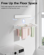 Wall Mounted Clothes Drying Rack 23.6", Foldable Wall Mount Laundry Rack Folding Indoor, Drying Rack Clothing Collapsible, Hidden Space Saver with Wall Template, 5 Rods, White