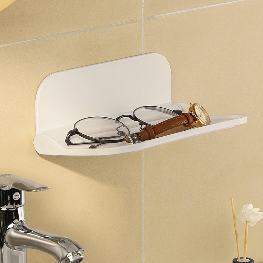Wall Mounted Small Floating Shelf, Foldable Adhesive Plastics Floating Shelf, Stick On Wall for Bathroom Kitchen, Wall Mounted RV-Shelves, Bedside Extra Storage