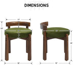 HEAH-YO Wood Vanity Chair with Back, Velvet Upholstered Small Ottoman Footstool, Mid-Century Modern Makeup Chair with Solid Wood Legs for Makeup Room Bedroom Living Room, Green