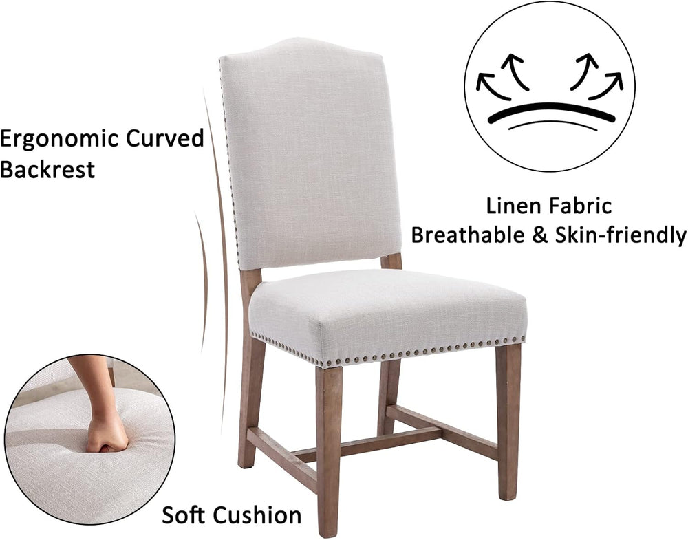 Shunzhi Farmhouse Upholstered Dining Chairs Set of 2 Mid Century Modern Dinin...
