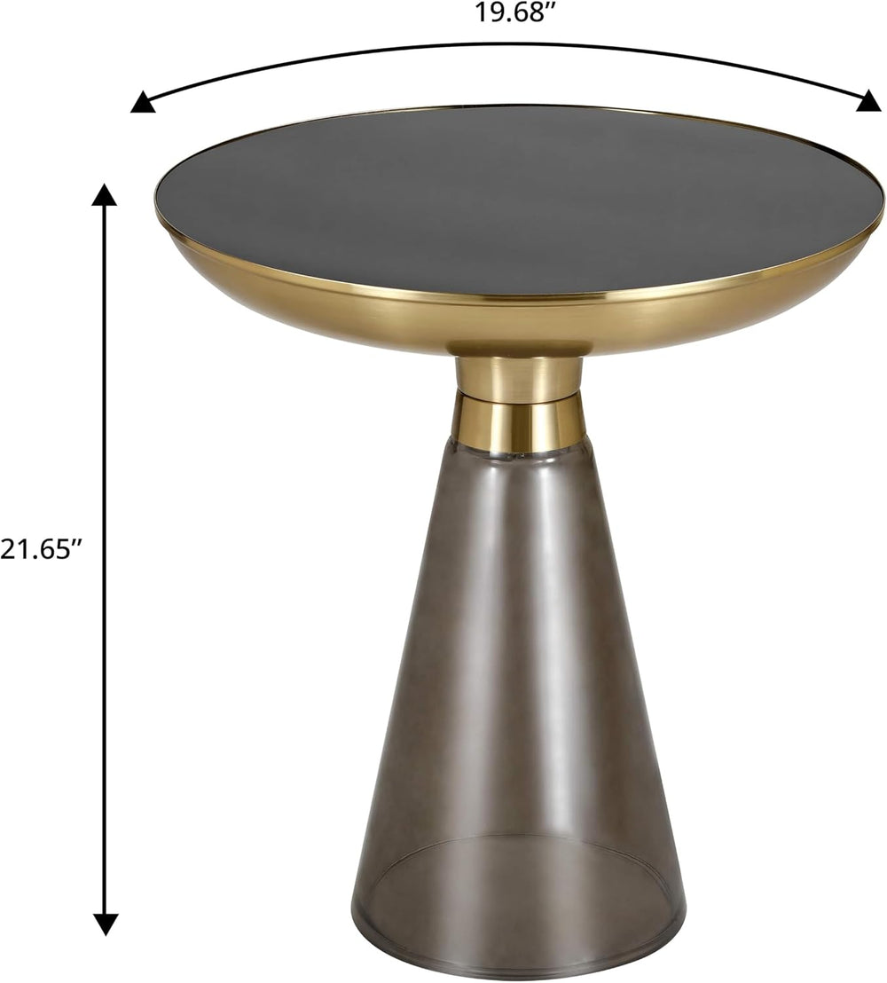 LeisureMod Side Table, Mid-Century Modern Accent End Table with Round Tempere...
