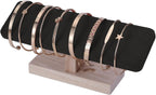 Wooden Watches Display Tower Base Watch Neck Bracelet Organizer Rack Bangle Scrunchie Headband Showcase Tower Black Suede