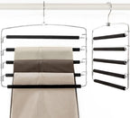 TOPIA HANGER Pants Hangers Space Saving, 2-Pack Swing Arm Pants Organizer for Closet, Non-Slip Foam Padded Organizer Hanger for Multi Slacks, Jeans, Trousers, Skirts, Scarfs, Black-CT08B