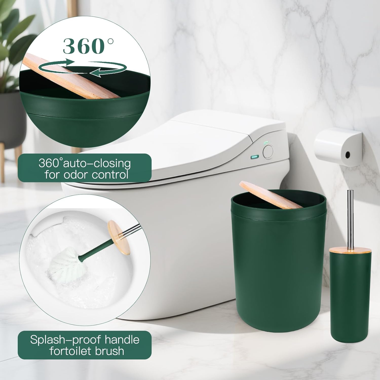 iMucci Bathroom Accessories Bathroom Sets with Shower Curtain, Bath Towel Set, Trash Can, Toilet Brush, Soap Dispenser, Bathroom Accessories Set Complete