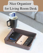 CASIRENA Faux Leather Valet Tray Organizer for Men - Catch-All Tray for Entryway Table Key, Wallet, Watch, Coin Change, Phone, Dresser EDC Dump Jewelry, Bedside Nightstand Desk-top Catchall