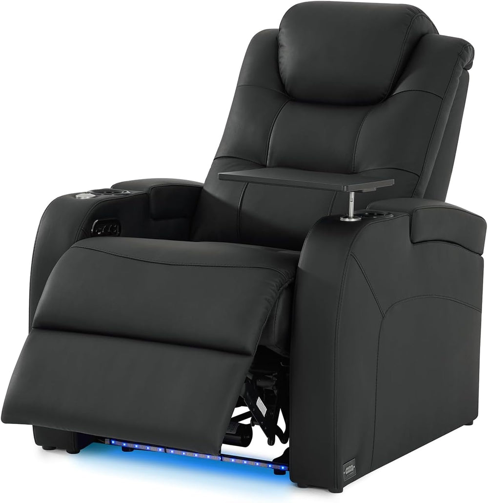 comfiroom Home Theater Seating, Top-Grain Leather Power Recliner Chair | Simp...