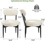 Upholstered Dining Chairs Set of 4, PU Leather Dining Room Chairs with Sturdy Metal Legs, Kitchen Chairs for Dining Room/Kitchen/Restaurant/Hotel, Modern Style, White