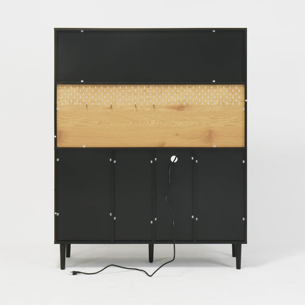 59" Freestanding Kitchen Sideboard, Buffet Sideboard with Wine Rack, Sto...