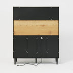 59" Freestanding Kitchen Sideboard, Buffet Sideboard with Wine Rack, Storage Doors and Electrical Outlets for Kitchen, Dining and Living Room, Black