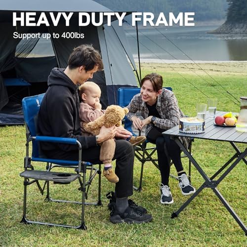 EVER ADVANCED Camping Directors' Chair with Side Table, Portable Folding ...