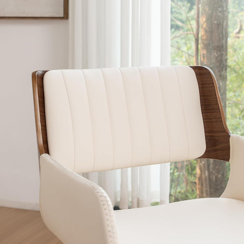 LUNLING Swivel Accent Faux Leather Dining Chairs Set of 4,Mid Century Modern ...