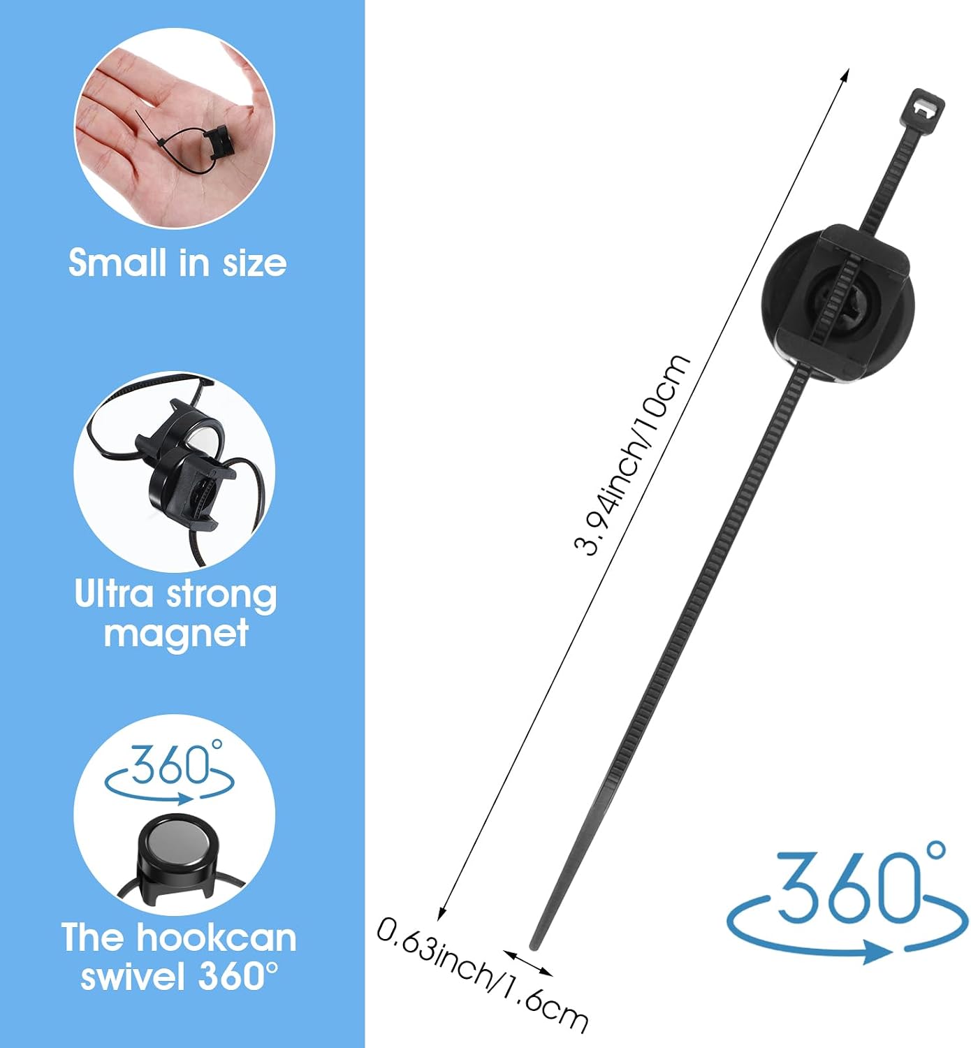 30 Pcs Magnetic Zip Tie Mounts Magnetic Cable Clips Organize and Secure Cable Wires with Powerful Multipurpose Ties Mount Base for Electrical Wire