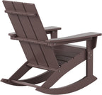 WestinTrends Ashore Patio Rocking Chairs Set of 2, All Weather Poly Lumber Plank Adirondack Rocker Chair, Modern Farmhouse Outdoor Rocking Chairs for Porch Garden Backyard and Indoor, Dark Brown