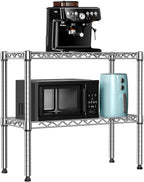 MZG 220 lbs 2 Tier Storage Rack Metal Wire Shelving Unit, Storage Standing Household Shelf Organizer for Laundry Bathroom Kitchen Pantry Closet Garage Utility Room, Chrome 11.8" D x 27.6" W x 23.4" H