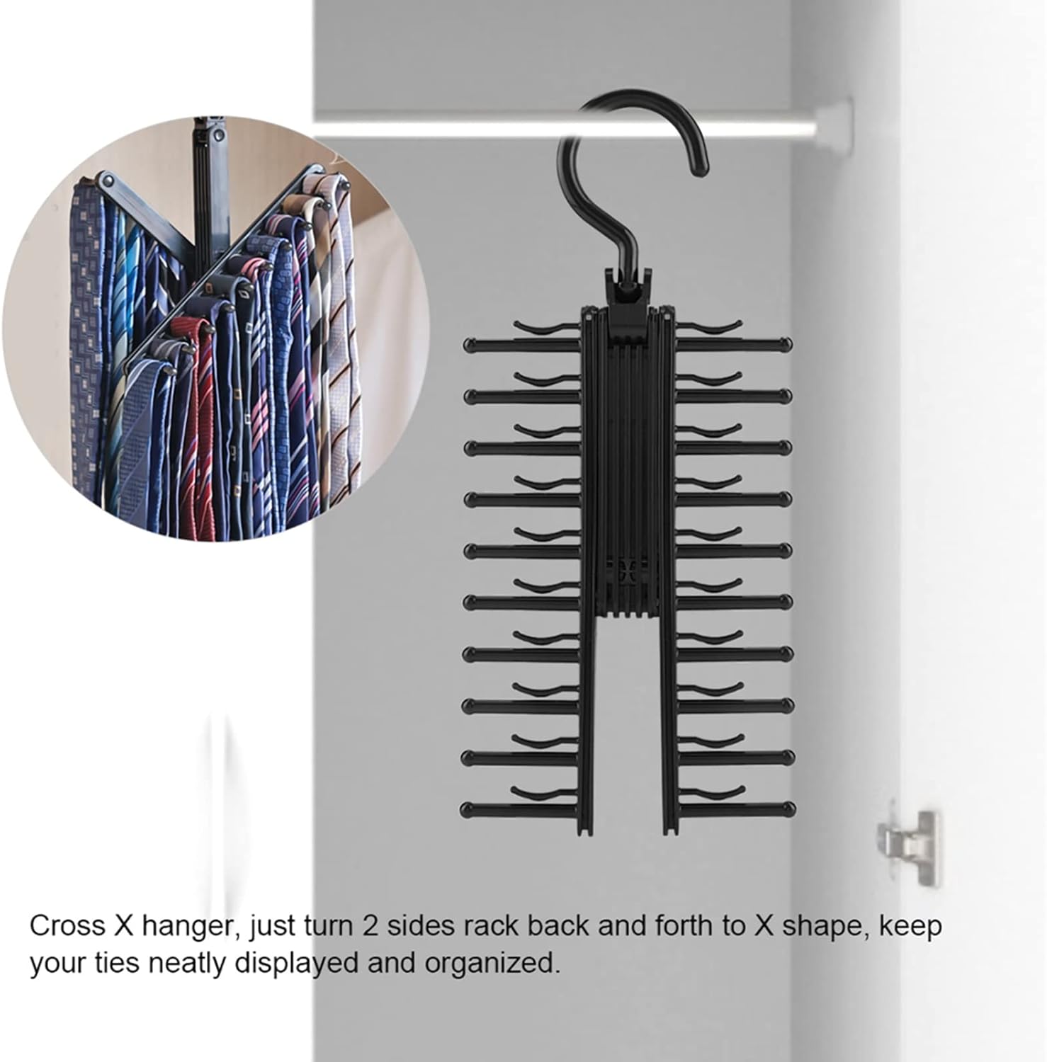 TOPINCN Adjustable Cross X Tie Rack Belt Scarves Hook Hanger Holder Organizer Men Closet Tie Organizer Belt Racks Neck and Hanger