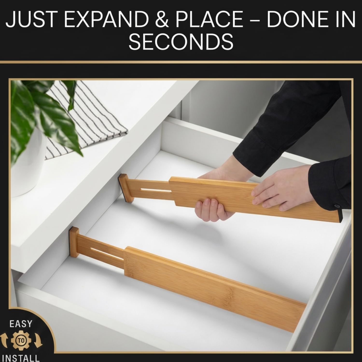 Adjustable Bamboo Drawer Dividers Expandable 8 Pack 17-22 Organizer