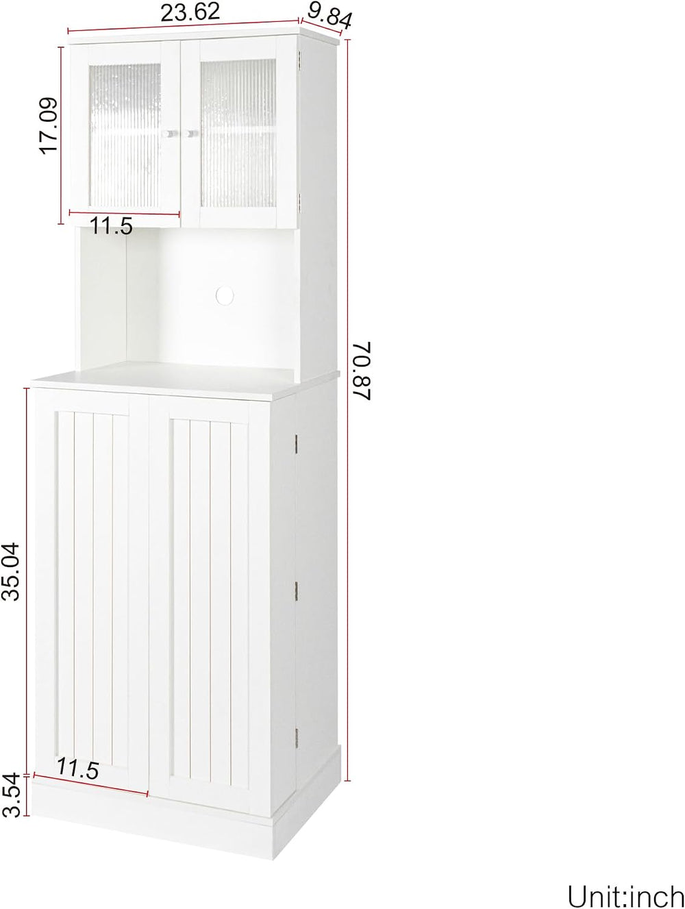 71'' Pantry Cabinet, Tall Storage Cabinet with Microwave Stand, Frees...