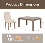 Morden Fort Farmhouse Dining Set for 4, 60" Rectangular Wooden Table & 4 Upholstered Chairs with Nailhead Accents, 5-Piece Kitchen Table Set for Dining Room, Breakfast Nook, Antique Rustic
