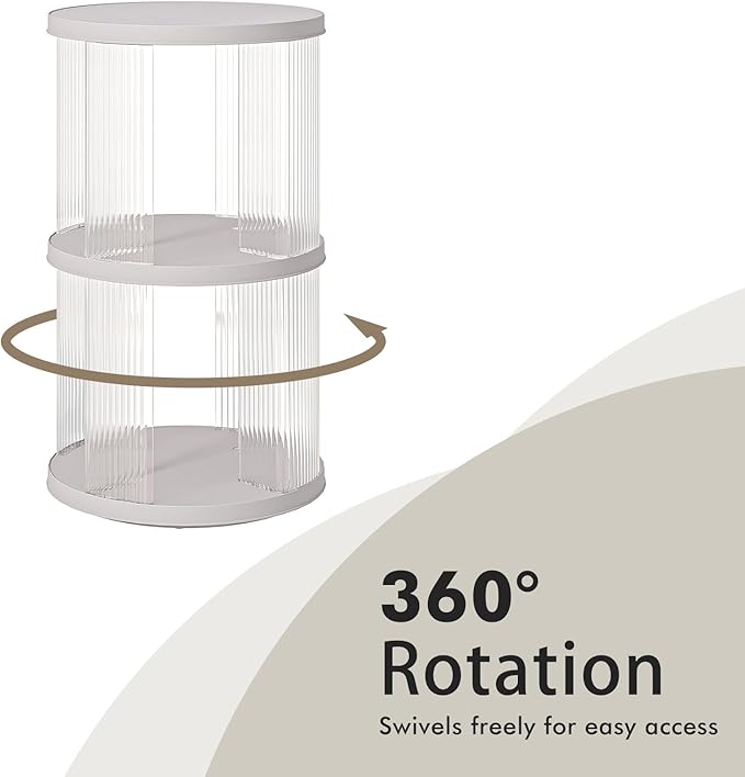 2 Tier Rotating Bookshelf Spinning Bookshelf Tower Swivel Bookcase Round Book Shelf for Small Space Revolving Bookcase for Playroom Bedroom Living Room