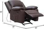 Massage Leather Recliner Chair with Heat and USB Charging Port (Brown)