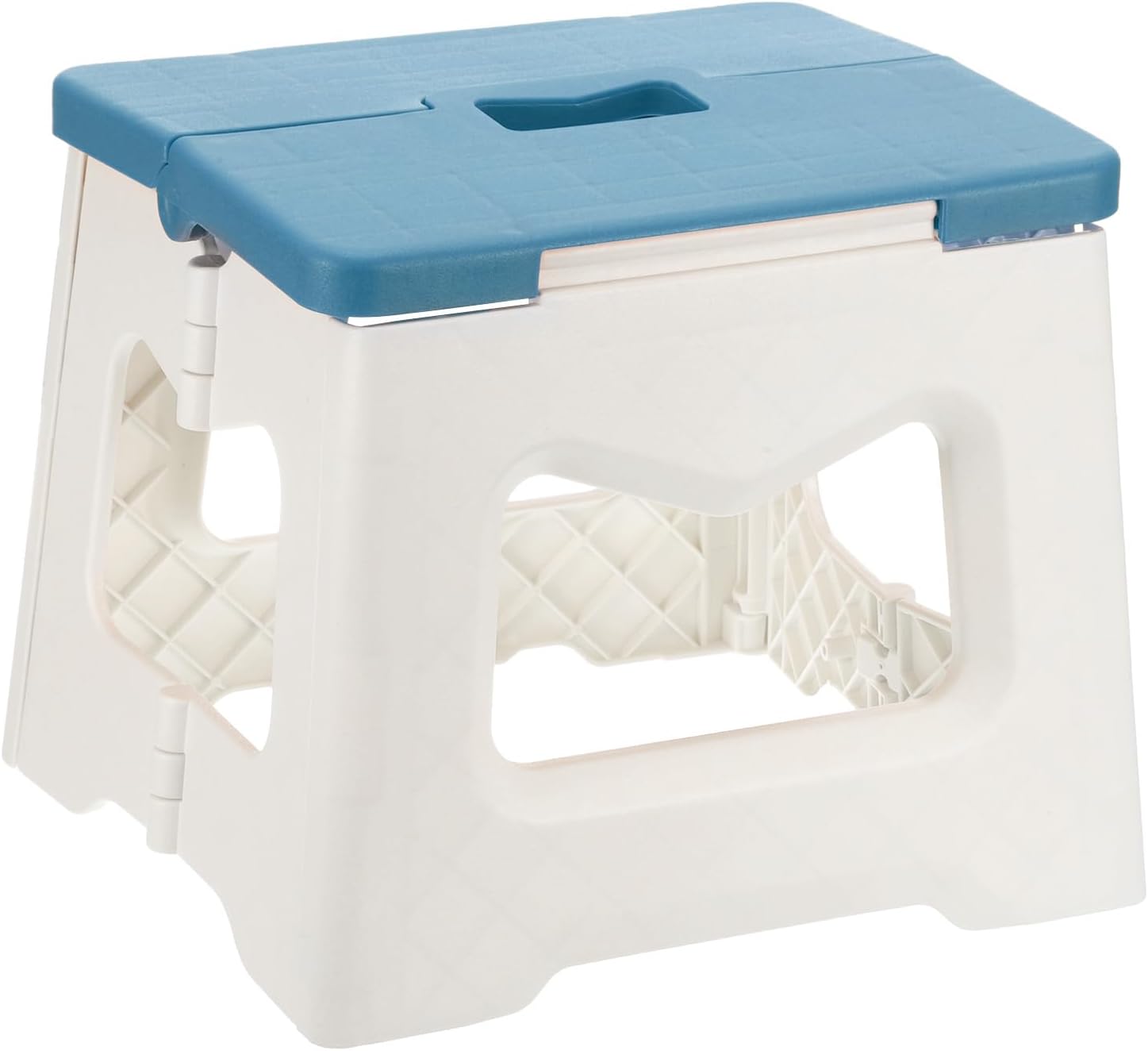 uxcell 8" Folding Step Stool for Adults 165 lbs Capacity Non-Slip Step Stool with Handle Collapsible Foot Stools, Blue Small Stepping Stool for Bathroom, Bedroom, Kitchen