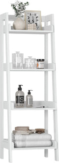 UTEX Freestanding Bathroom Storage Shelf with 4-Tier Ladder Design, White | 4 Fixed Shelves, A-Frame Ladder Design, Side and Back Guards, Anti-Tip Design, 14.69" W × 11.42" D × 42.7" H