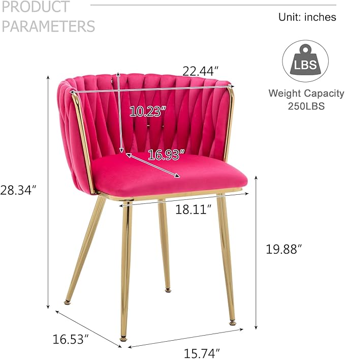 Velvet Dining Chairs Set of 4, Modern Upholstered Dining Chairs with Gold Met...