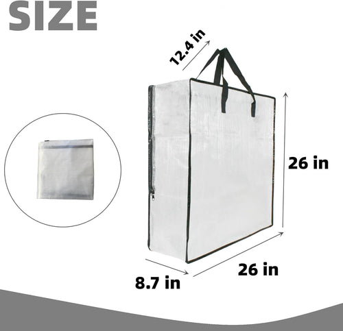 3 Pack Clear Storage Bags with Zipper and Handles, Blanket Bags For Closet Storage, Moving and Packing Supplies for College, Underbed Storage Organizer for Clothes Pillow Bedding Christmas Wreath