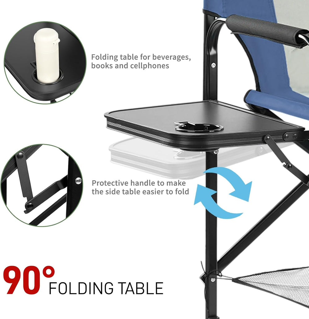 2 Piece 26" Tall Directors Chair Height Seat Folding, Blue/Grey