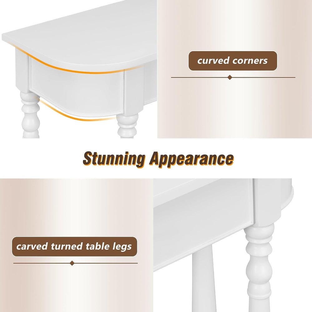 LKTART Solid Wood Corner-Curved Console Table,Farmhouse Space-Saving Entryway...