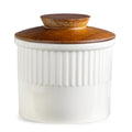 Ceramic Butter Crock, Butter Dish with Lid for Countertop, French Butter Keeper, Classic Stripe Pattern, White