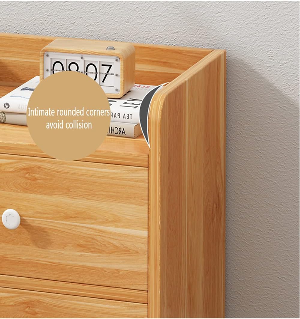 Bedside Table, Bedside Table Household Storage Cabinet 2 Drawers Guardrail De...