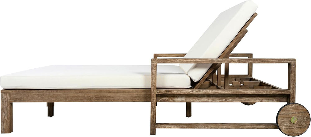 Merax Acacia Wood Outdoor Daybed Sofa, Farmhouse Patio Sun Lounger with Adjus...