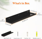 Lifewit Floating Shelves for Wall, 10 Pack Black Acrylic Shelf 15" Room Decor for Bookcase/Vinyl Record Display/Photo/Picture in Bedroom, Living Room, Bathroom, Kitchen Storage and Organization